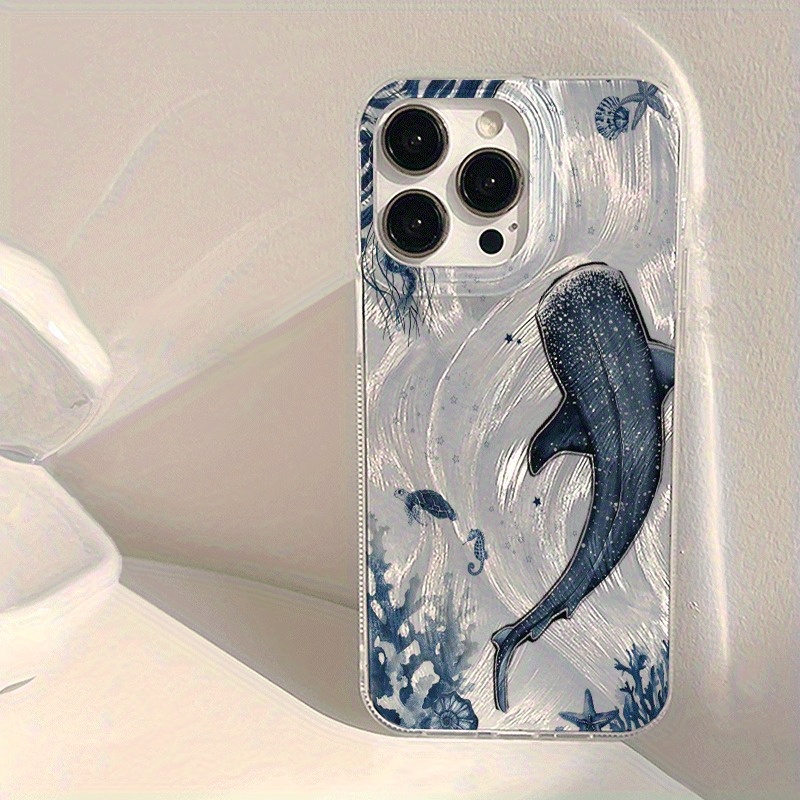 TEMU Phone Case - A Phone Case With A Deep-sea Whale Print And A Sheer Texture, Compatible With Iphone 11, 12, 13, 14, 15, 16, Xs, Xr, X, 7, 8 Plus,