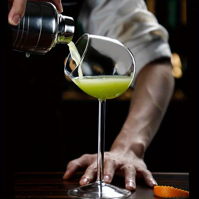 Elegant Slanted Mouth Cocktail Glass - with Narrow Opening, Prevents Dilution - Clear Martini Cup for Wedding, Party, Home Bar - Insulating Reusable Drinking Glassware - Ideal Gift for Mixologists & Hosts