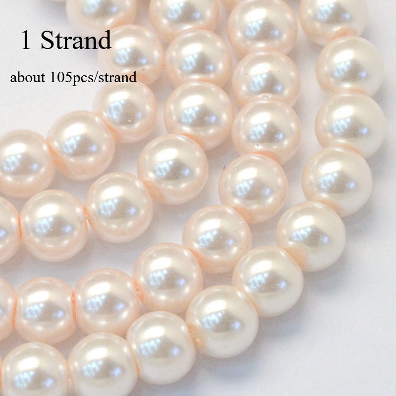 TEMU 1 Strand Baking Painted Pearlized Glass Round Beads Strands, Coral/plum/royal Blue, 8~9mm, Hole: 1mm, About 105pcs/strand, 31.4 Inch, Beads &