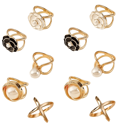 10pcs set womens fashion golden simple ring scarf clips dual use coat buttons scarf fasteners