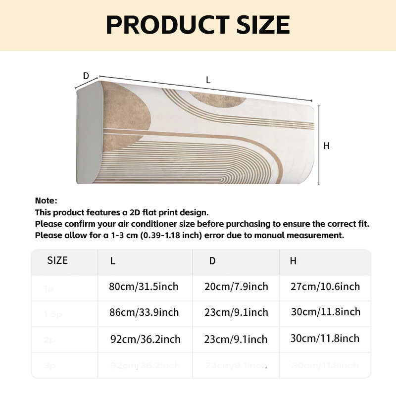 TEMU 1pc 2d Exquisite Pattern Printed Air Conditioning Indoor Unit Protective Cover (excluding Air Conditioning). Suitable For Home Decoration In