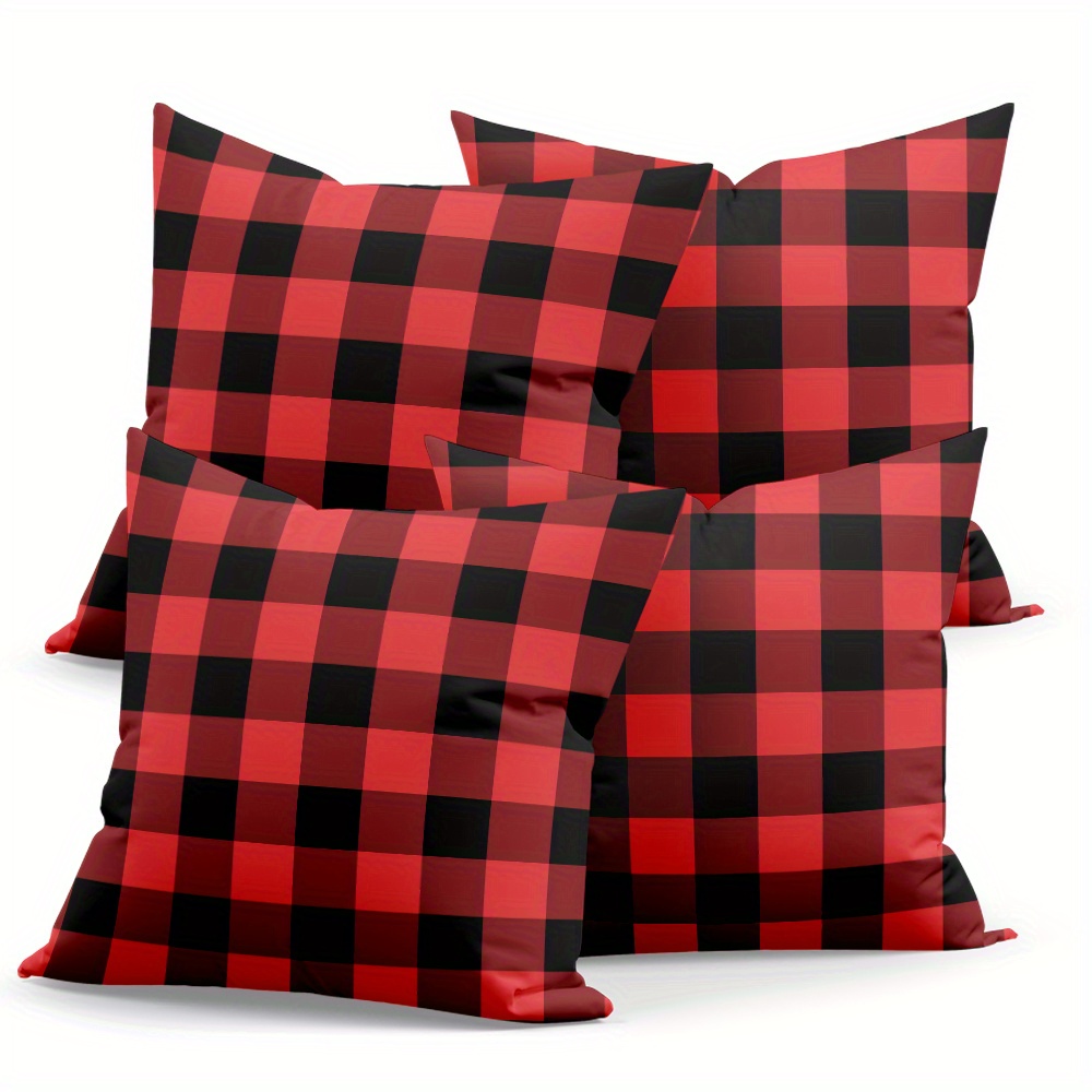 

4pcs Check Pattern , - Polyester, Zippered, , 18x18 , Decorative For