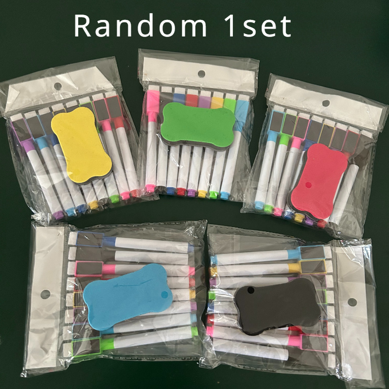 

8-color Magnetic/non-magnetic Dry Erase Marker Set With Eraser Bags - Ideal For Drawing, Doodling, Office Whiteboards, Calendars, And Fridge Decorations