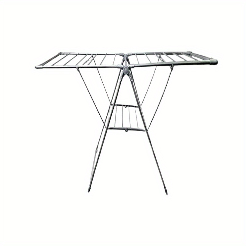 Heavy-Duty Foldable Clothes Drying Rack with Sturdy Legs - Space-Saving Indoor/Outdoor Laundry Rack, Wide Base for Stability, Easy Foldable design, Ideal for Apartments, Dorms,  , Laundry Rooms, Indoor Drying Solution, Modern Wing Shape, Metal Construction, Drying Racks
