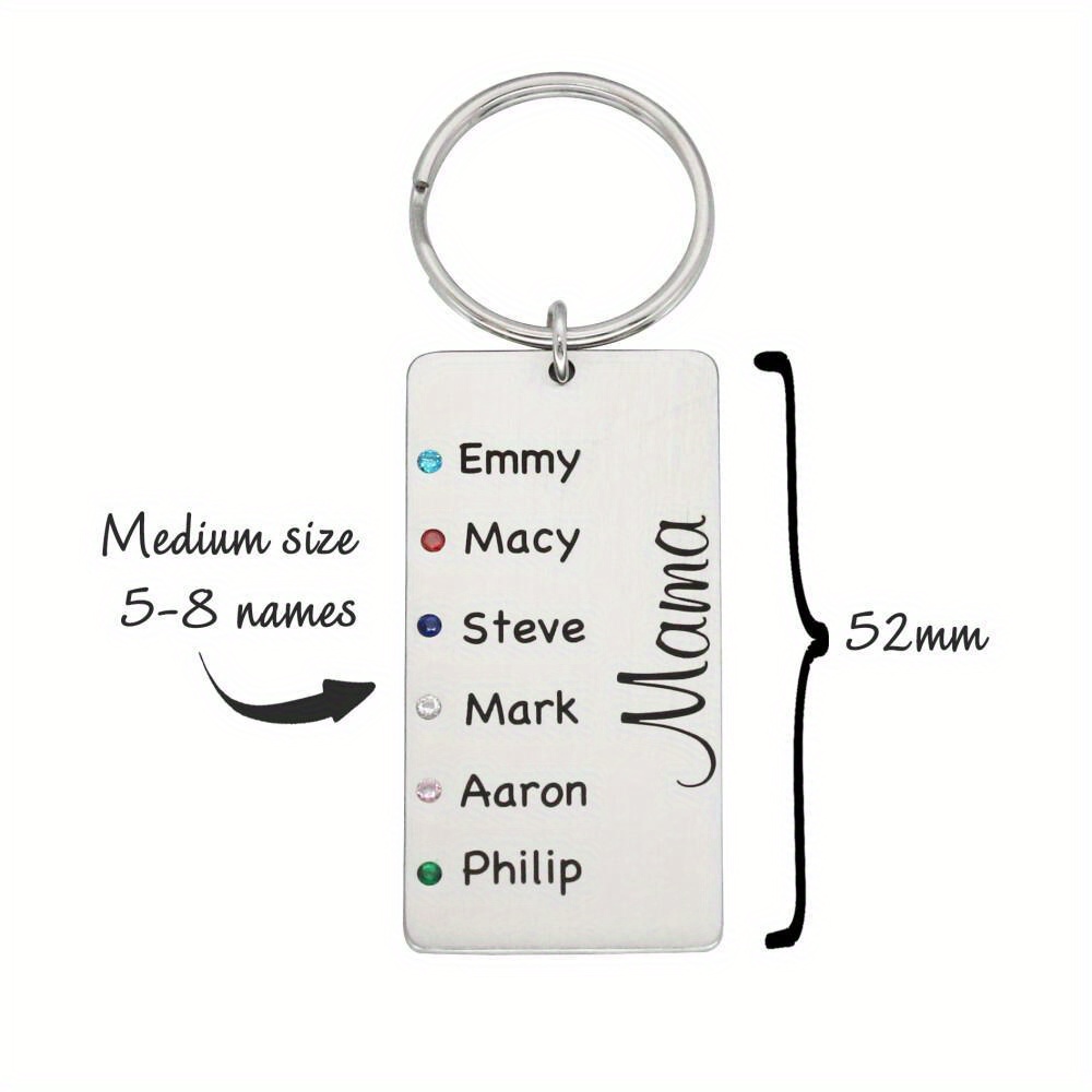 TEMU 1-12 Names Customized Name And Birthstone "mom" Grandma" Keychain, Engraved Name And Colored , Suitable As A Personalized Gift For Grandmothers