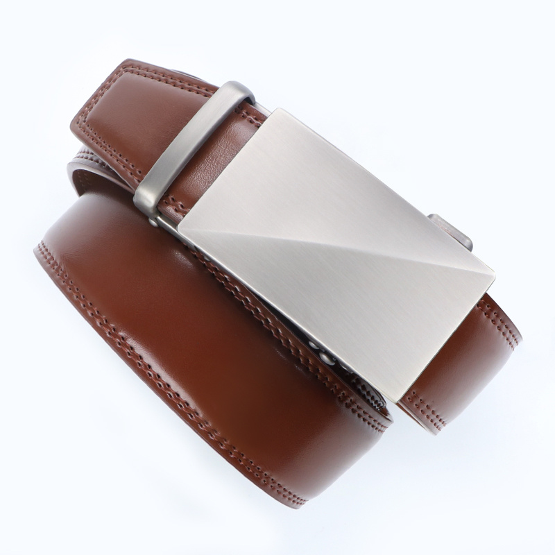 2 Pack Men's Leather Ratchet Belts with Automatic Buckle