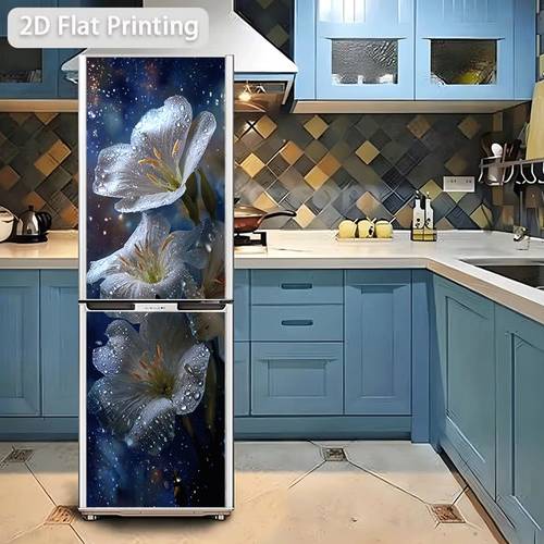 2d flat printing 1pc refrigerator sticker 60 180cm condensing fragrance themed design self wall decal wallpaper refrigerator sticker kitchen wall decoration suitable for cabinets and wardrobes modern kitchen decor home