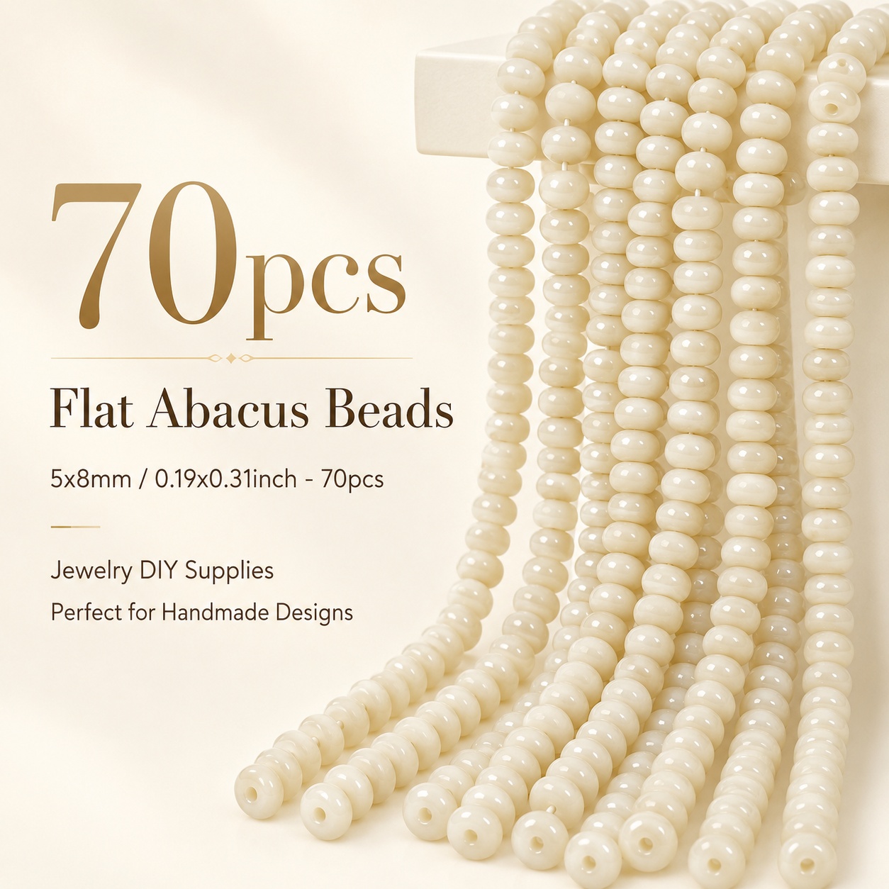 TEMU 70pcs Perles décoratives percées , perles d'abacus standard 5X8Mm, perles en vrac, adaptées aux bracelets, , décorations de boucles d'oreilles,
