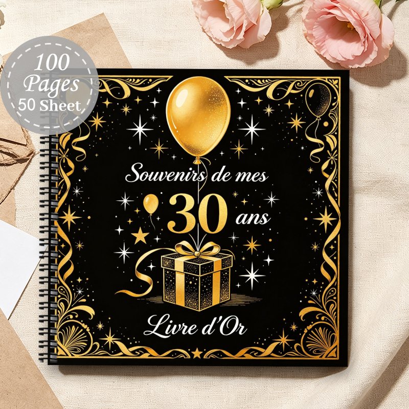 TEMU 1 pièce 'or d'anniversaire esthétique, de planification, Carnet à spirale pour souvenirs familiaux et journal de voyage, 'or de signature pour