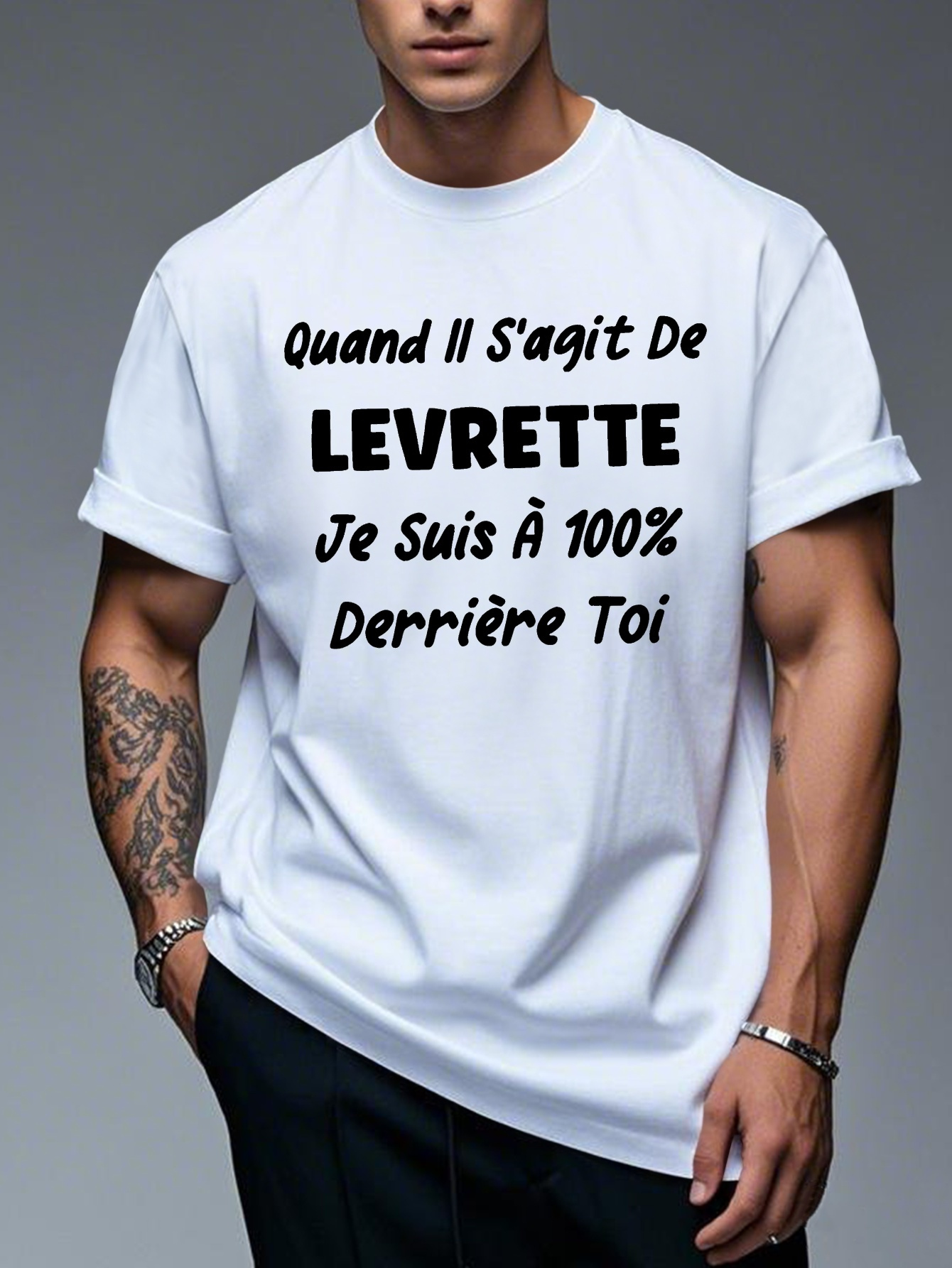 men's black french t shirt 