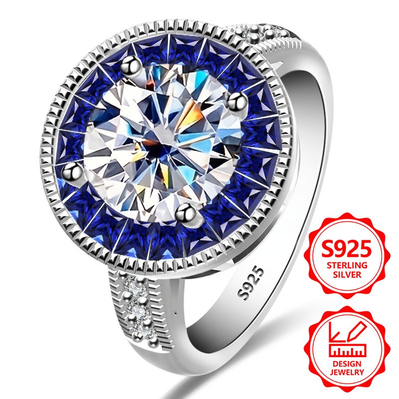 Image of 925 Sterling Silver Women's Exquisite Fashion Ring Pm:d19, A Beautifully Designed High-value Women's Jewelry Ring Set With Moissanite, A Luxury, , And . Suitable For Travel, Festivals, Vacations