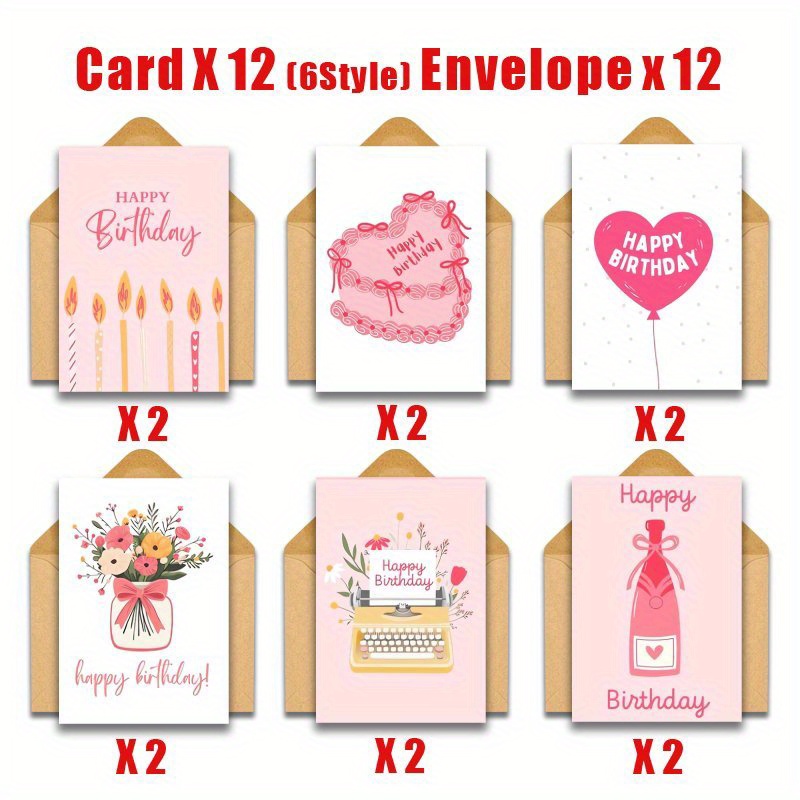 24 Pack Watercolor Fun Birthday Cards For , Colleagues, , Happy Birthday, Party Invitations, Birthday Party Watercolor, Celebrations Party