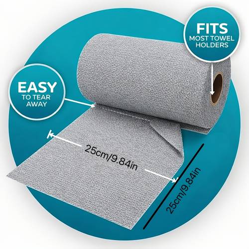 50 pack thickened microfiber cleaning cloths absorbent lint free and non shedding wipes reusable disposable towels for wet and dry use suitable for home kitchen car and all rooms convenient rolled and tear off multi purpose