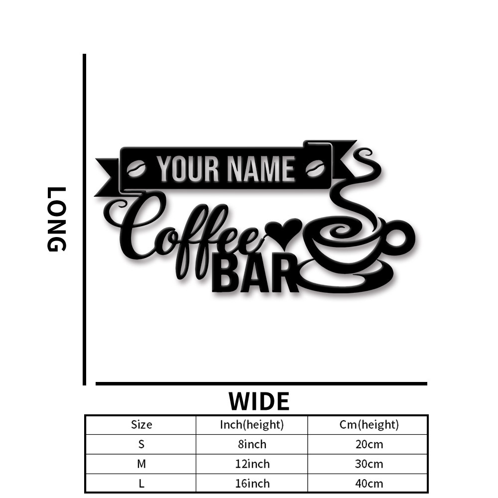 TEMU 1pc Personalized Metal Coffee Bar Wall Art Sign - Custom Name & Text, Heavy-duty Iron Suitable For Decor, Christmas, Hanukkah, Ramadan,