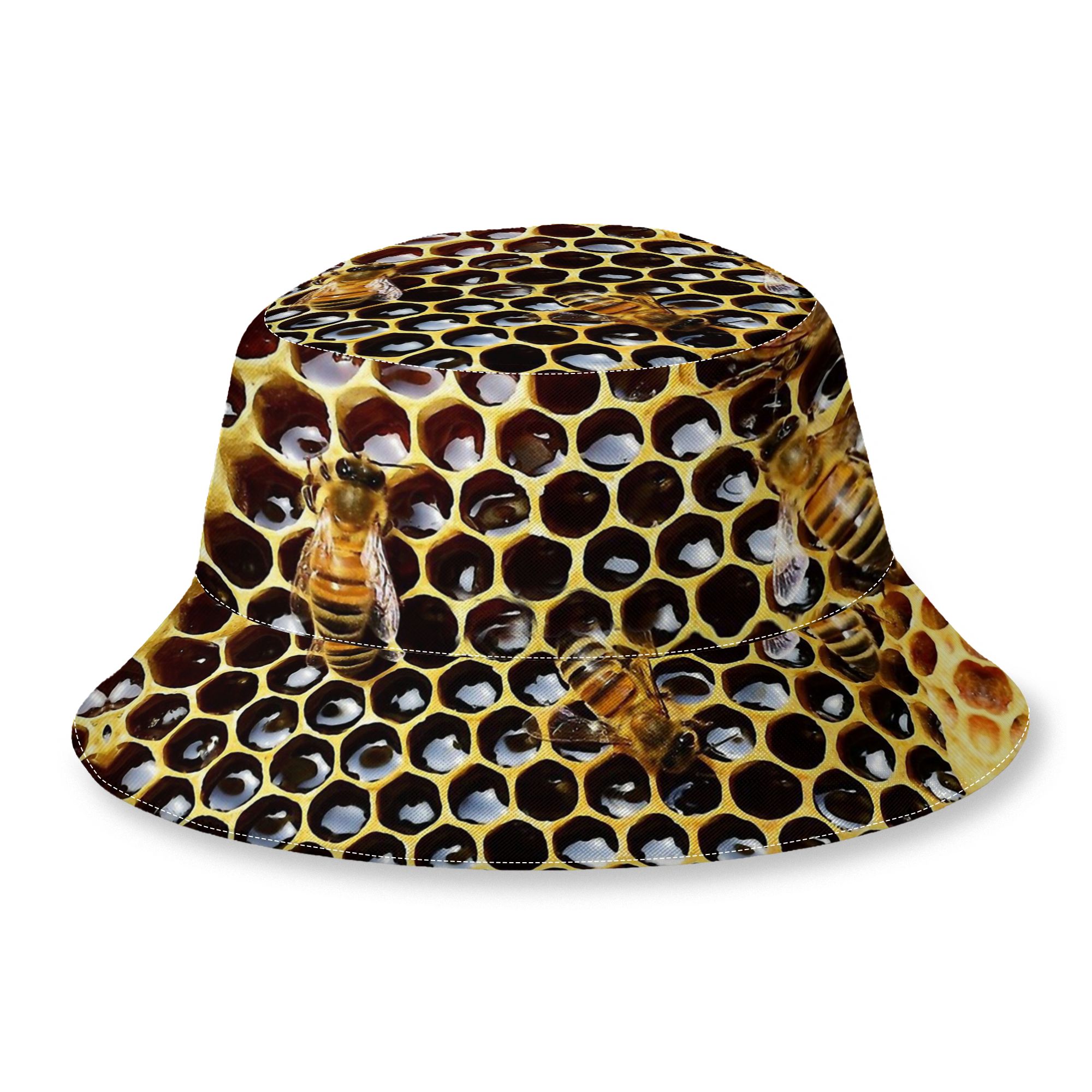 TEMU 2d Print Design Honey Bees Print Pattern Bucket Hat Outdoor Hat