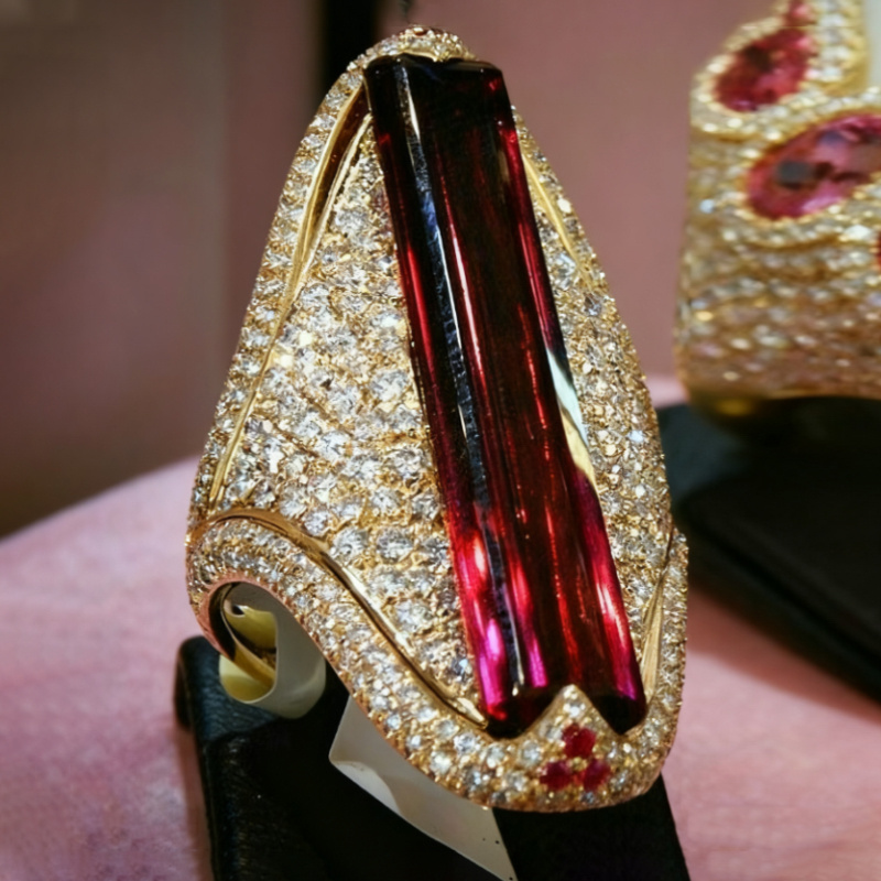 Image of Luxury Exquisite Inlay Red Rings For Women Vacation Banquet Wedding Fashion Fine Rings Jewlery