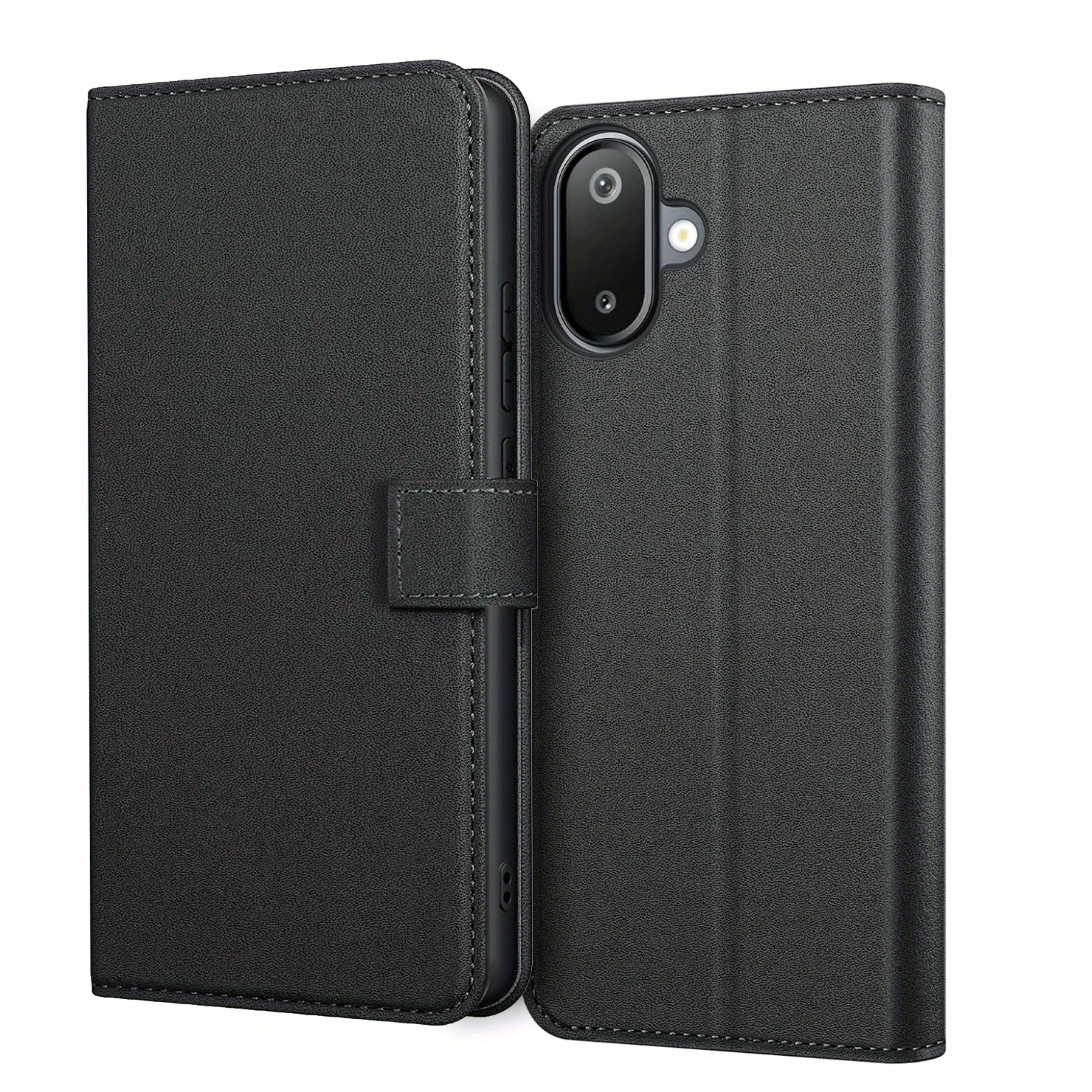 TEMU Phone Case - Black Faux Leather Wallet Case For Galaxy A07 4g, Featuring A Kickstand And Card Slot For Protection