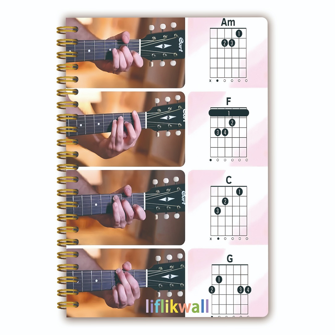 TEMU Carnet de doigtés d' de guitare , 1 pièce - Livre de musique à spirale avec tableaux d' adapté aux débutants, - portable Am/G/Dm, guide de