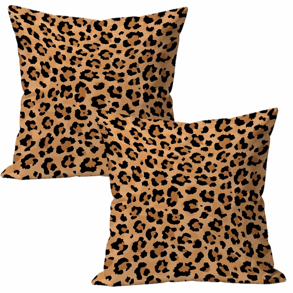 TEMU Set Of 2 Summer Covers Featuring Leopard Print Design, Without Inserts, Suitable For The Sofa, Living Room, Or Bedroom