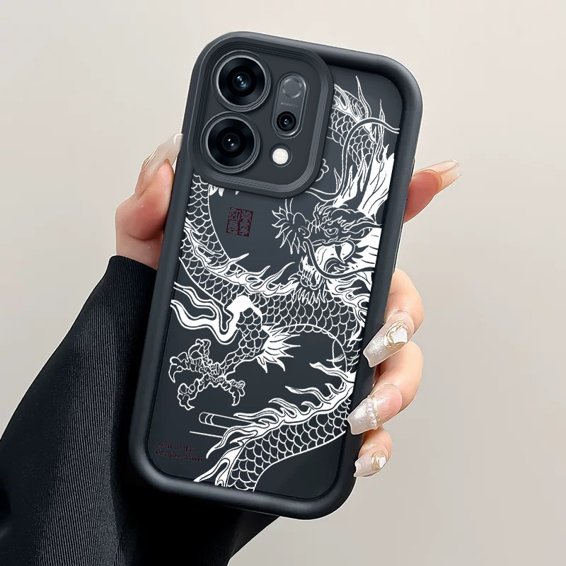 TEMU Dragon Phone Case Suitable For Oppo Reno14 Soft Tpu Shockproof Shell For Men And Women Full Coverage Protective Back Cover Casing