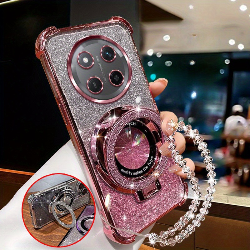 TEMU Phone Case - X9c / Magic 7 Lite/ X60 Pro Universal Phone Case Glitter Crystal Holder Case X9c Magic 7 Lite Stand Bracket Cover