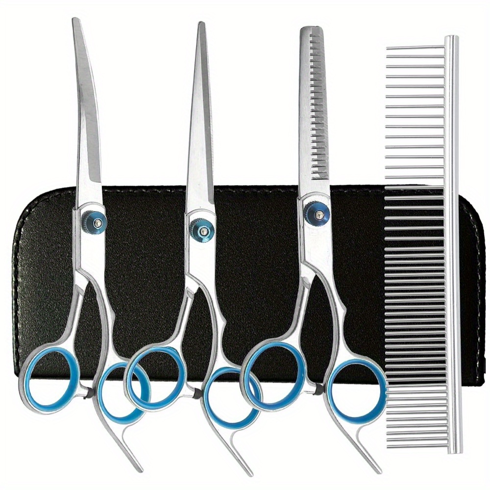 Portable Professional Dog Grooming And Trimming Stainless Steel Pet Grooming Set, Safe Circular Tip, Dog Hair Cutting And Trimming Tool
