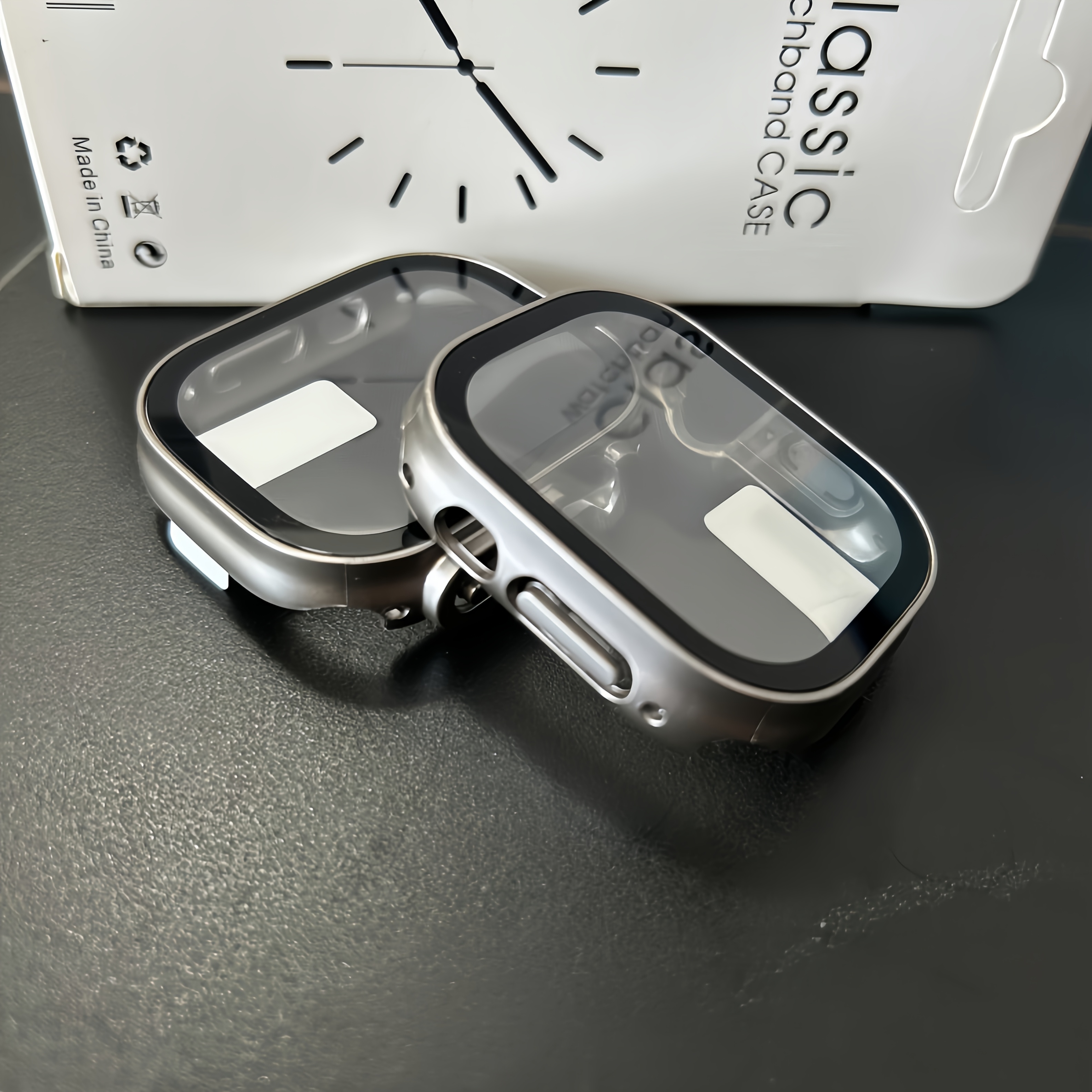 TEMU 2 pezzi Titanio per Apple Watch Ultra/ 49mm, Moda Casual, Custodia Orologio 2-in-1 Custodia + Pellicola in Vetro Temperato Integrata, Protezione