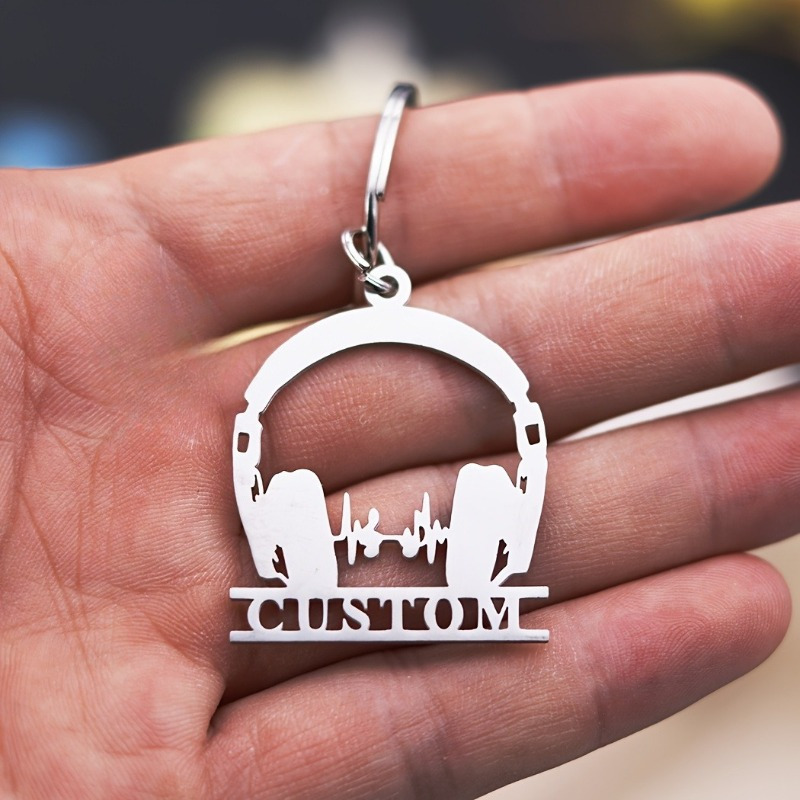 TEMU Custom Keychain For - Personalized Name/text, Laser-cut Pendant - Birthday Gift For Music Lovers, Unique Accessory For Men & Couples, Dj Gear -