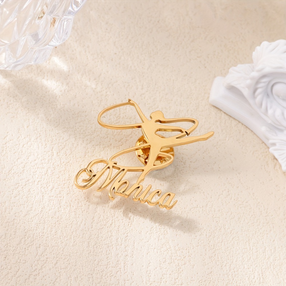 TEMU Personalized Custom Name Ballerina Stainless Steel Brooch, Name Necklace Suitable For Enthusiasts, Ballerina Badge, Christmas Gift, Holiday