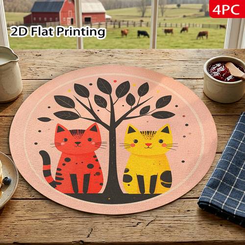 ํ๋ชฉ ์ฌ์ง 2D ํ๋ฉด ์ธ์ ์ํ ์ํ๋ณด 4๊ฐ ์ธํธ, ๊ท์ฌ์ด ํ๋ฉด ์ด์ค ๊ณ ์์ด ํธ๋ฆฌ ๋ฐ๋ปํ ํจํด, ์ผ์์ ์ธ ํด์ผ ์ฃผ๋ฐฉ ๋ชจ์ ๋ฐ ํํฐ ํ
์ด๋ธ ์ฅ์์ ๋งค์ฐ ์ ํฉ