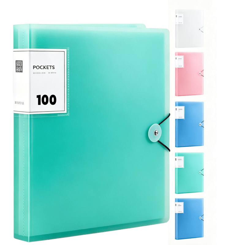 TEMU 100-pocket A4 File Folder, Thickened Transparent Pp Document Bag, Large-capacity Exam Paper Storage Folder, Suitable For Organizing Home