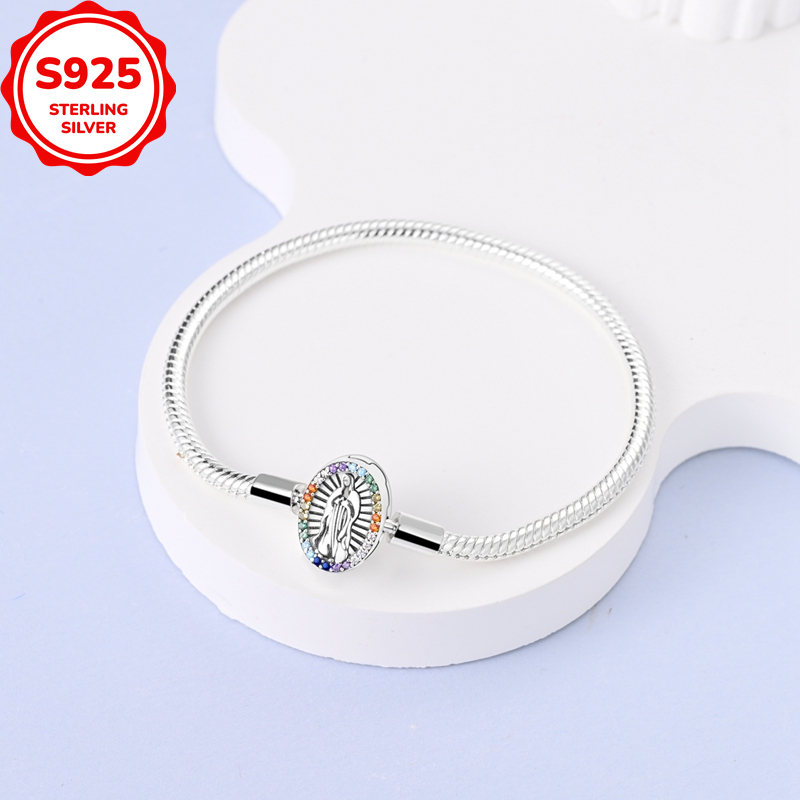 Original Trendy 925 Silver Rainbow Zirconia Snake Bone Chain