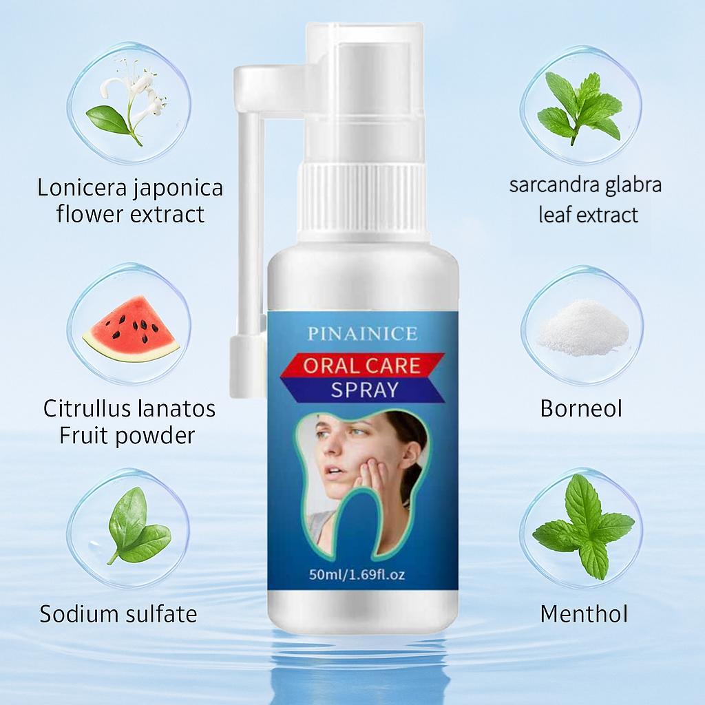 2pcs 50ml/1.69fl.oz Herbal Tooth Ache Spray Set -Honeysuckle + Sarcandra + Watermelon Frost Ice-Cool Formula- Natural Breath Freshener, Alcohol-Free for Daily Oral Care-Pocket-Size-Herbal Tooth Care