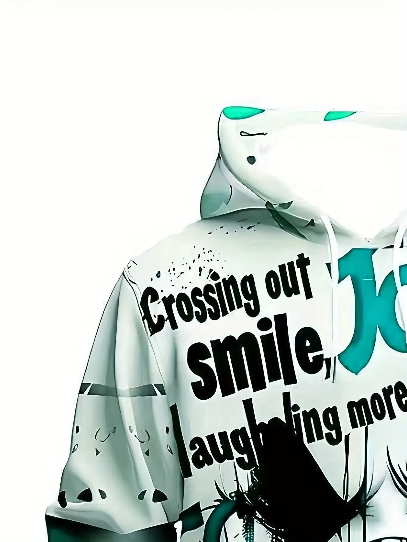 Men's 3D Printed Clown Face Hoodie with Red Splatter & "While Teeth Still Smile" Text - Stretch Knit Pullover Sweatshirt, Elastic Drawstring Hood, Plus Size Casual Costume for Parties, Carnivals, Outdoor Wear (Pop Culture Inspired) - Image 10