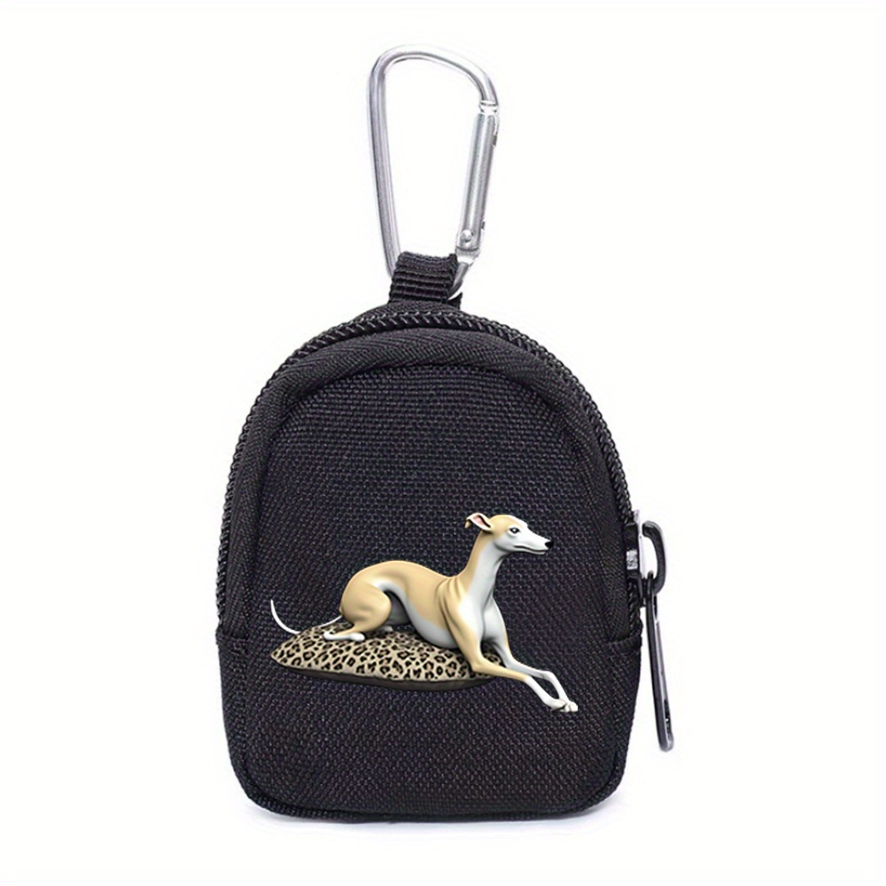 TEMU 1pc Greyhound Dog Coin Purse, , Suitable For Camping, Fishing, Change And Coin Storage, Key And Earphone Storage, Sports Black, Sports Zipper