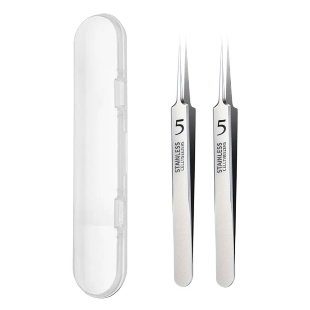Image of 2pcs Professional Precision Ultra Fine Tip Tweezers, High Hardness Rustproof Stainless Steel Extractor, Comfortable For Facial Hair, Beard Trimming And Home Care