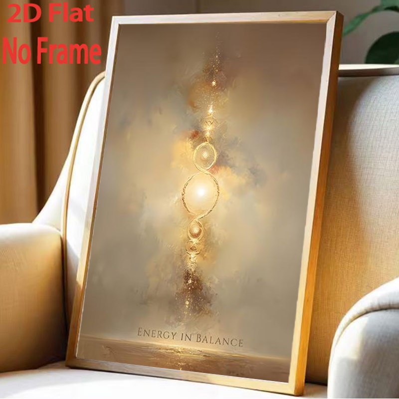 TEMU 2D Plat, Ingelijste Heilige Geometrie Wanddecoratie Geschikt voor Thuis, Meditatie & Reiki, Gouden Energiebalansdiagram, Ophangen voor Gebruik,