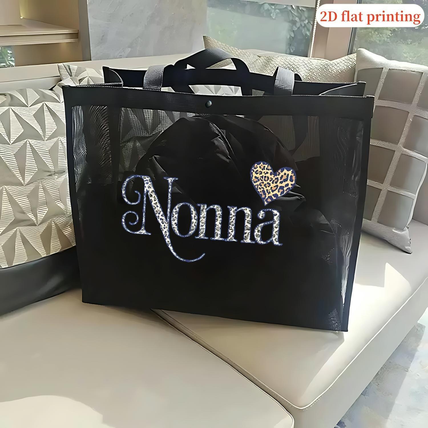 TEMU Lz250818x66 2d Flat Printing Black Transparent Tote Bag, Mesh Tote Bag, Black Mesh Shoulder Bag Perfect For , Travel Beach Mesh Tote Bag A5