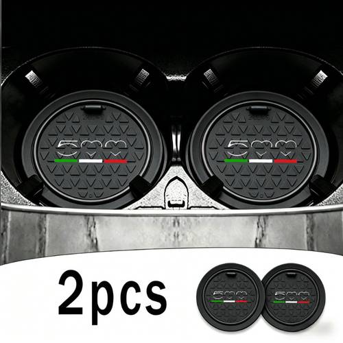 2pcs set of car cup mats with for fiat logo the front and rear seat mats and console are easy to clean are stylish and fashionable suitable for most car models and car additions