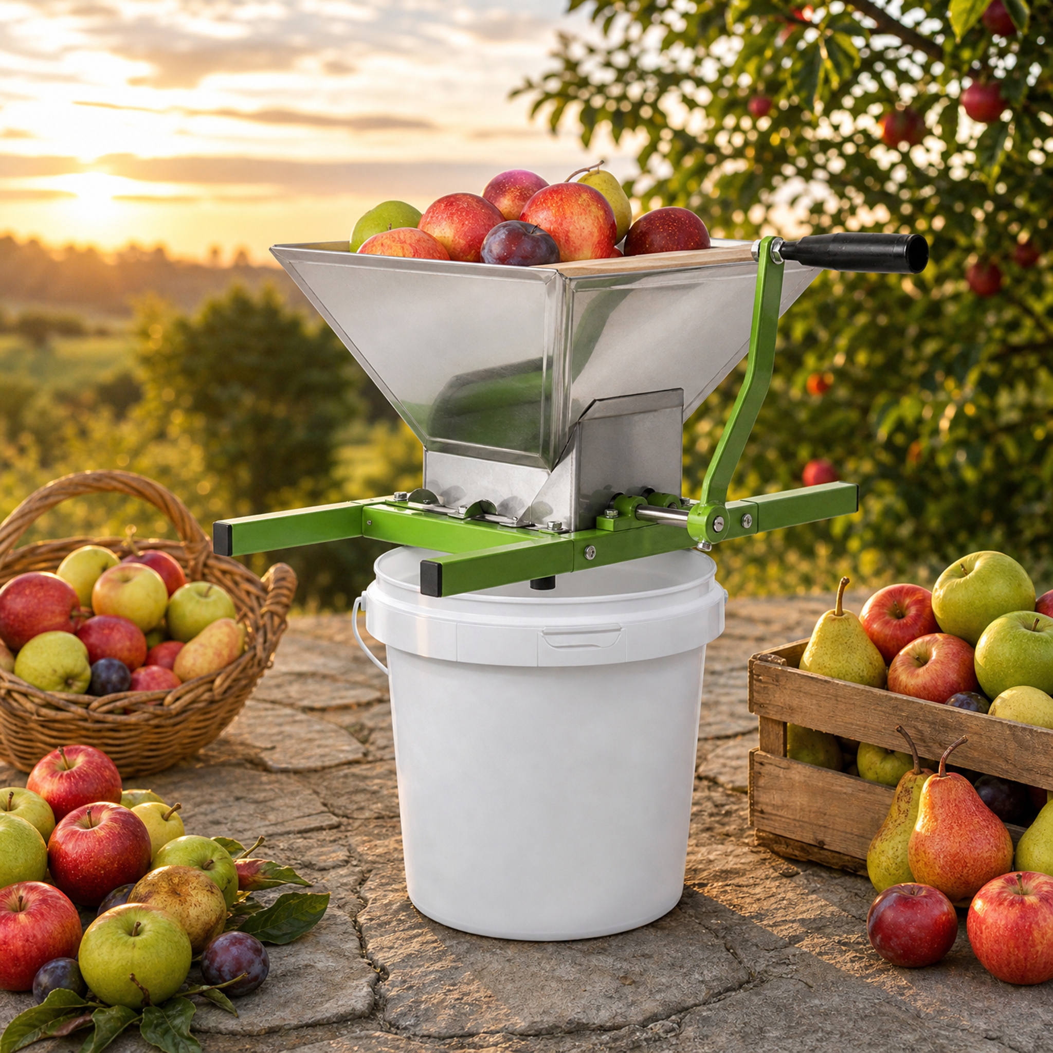 Image of 7 Liter Hand Crank Fruit Mill, Commercial Fruit Grinder For , Hand-operated Fruit And Vegetable Mill For Household And Commercial Use
