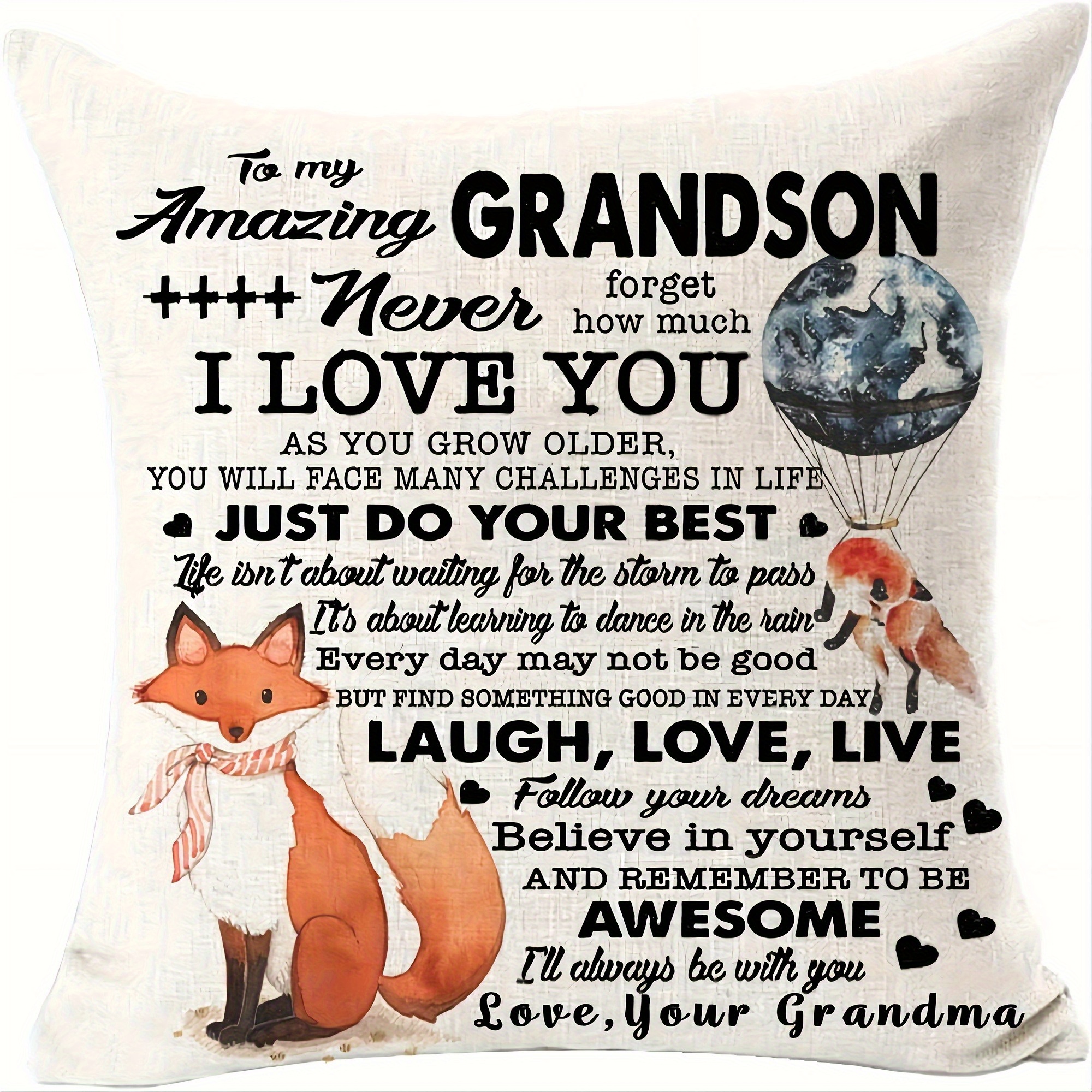 TEMU Single Contemporary Pillow Cover For Grandsons, 18x18 Inches, Made Of Soft 100% Polyester, Hand Wash Only, Features Zipper Closure, Suitable For Modern Living Rooms And Different Room Styles