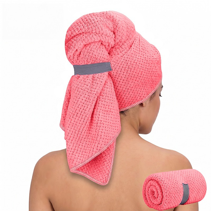 TEMU 1pc Extra Large Long Hair Drying Cap - -one With Elastic Band, Absorbent Microfiber Hair Drying Towel, Suitable For Swimming, Spa, Bathing, And