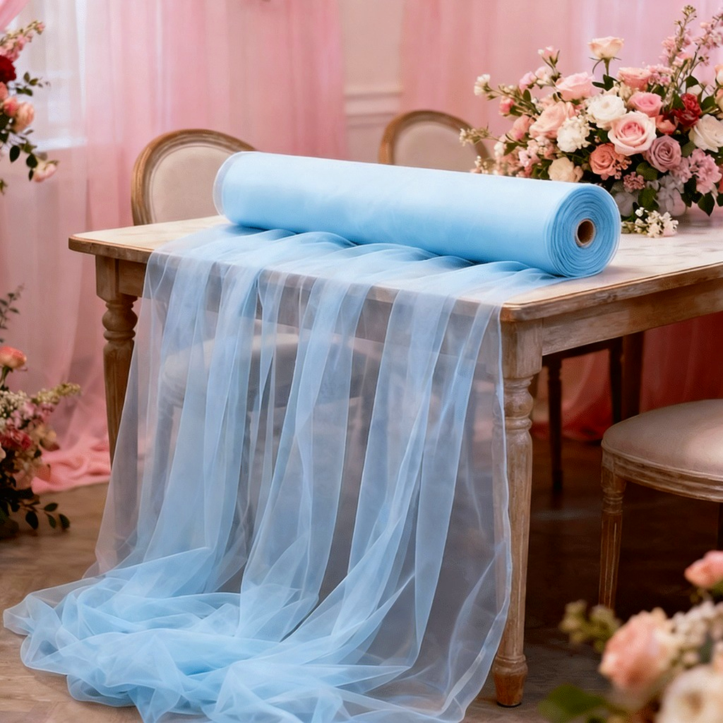 Image of 1 Roll Of Blue Tulle, Suitable For Diy Projects, Wedding Decorations, Valentine's Day Party Scene Decor, Proposal Ceremonies, New Year Banquets, Birthday Parties, Anniversary Parties, And Halloween