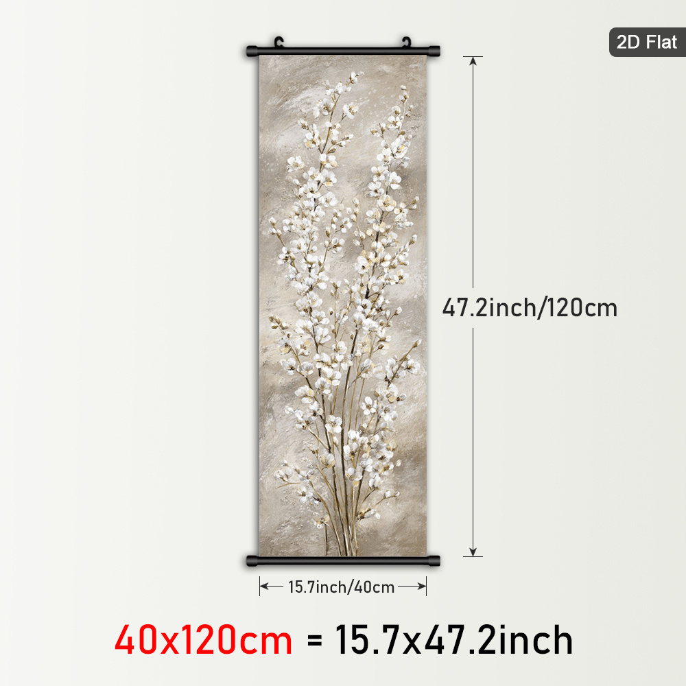 TEMU 2d Flat, 2d Flat, 1pc Framed Minimalist Floral Canvas Art For Wall Decoration, Featuring Neutral Tones. This Plastic Hanging Poster Showcases