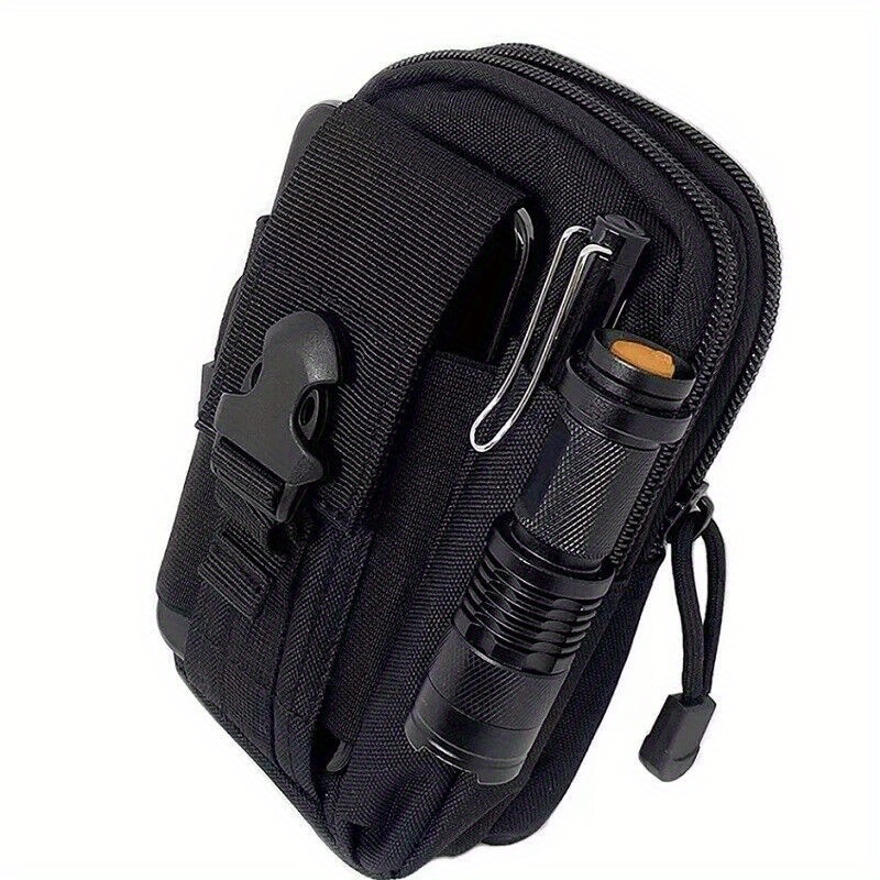 E-shop 1 Unisex Multifunktionale Taktische Hüfttasche | Strapazierfähiges Gewebe/Kanvas, Schwarz, Mehrere Fächer/, Fixierter Reißverschluss,