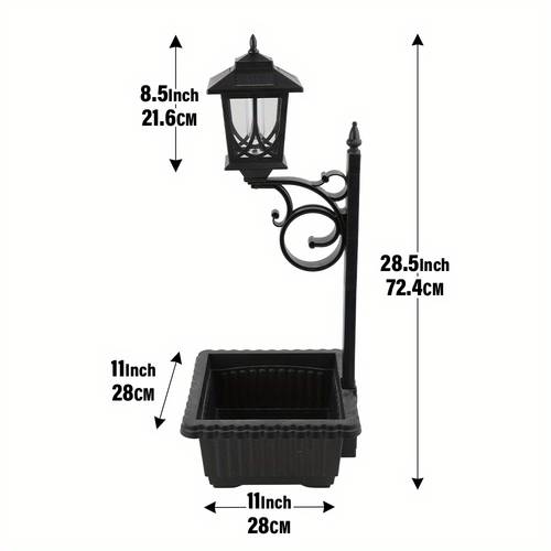 1pc solar powered outdoor lamp with integrated flower pot decorative black 3000k warm white light 1500mah battery metal construction weather resistant solar lights for pathway yard patio courtyard gift solar lamp pathway durable patio decor home