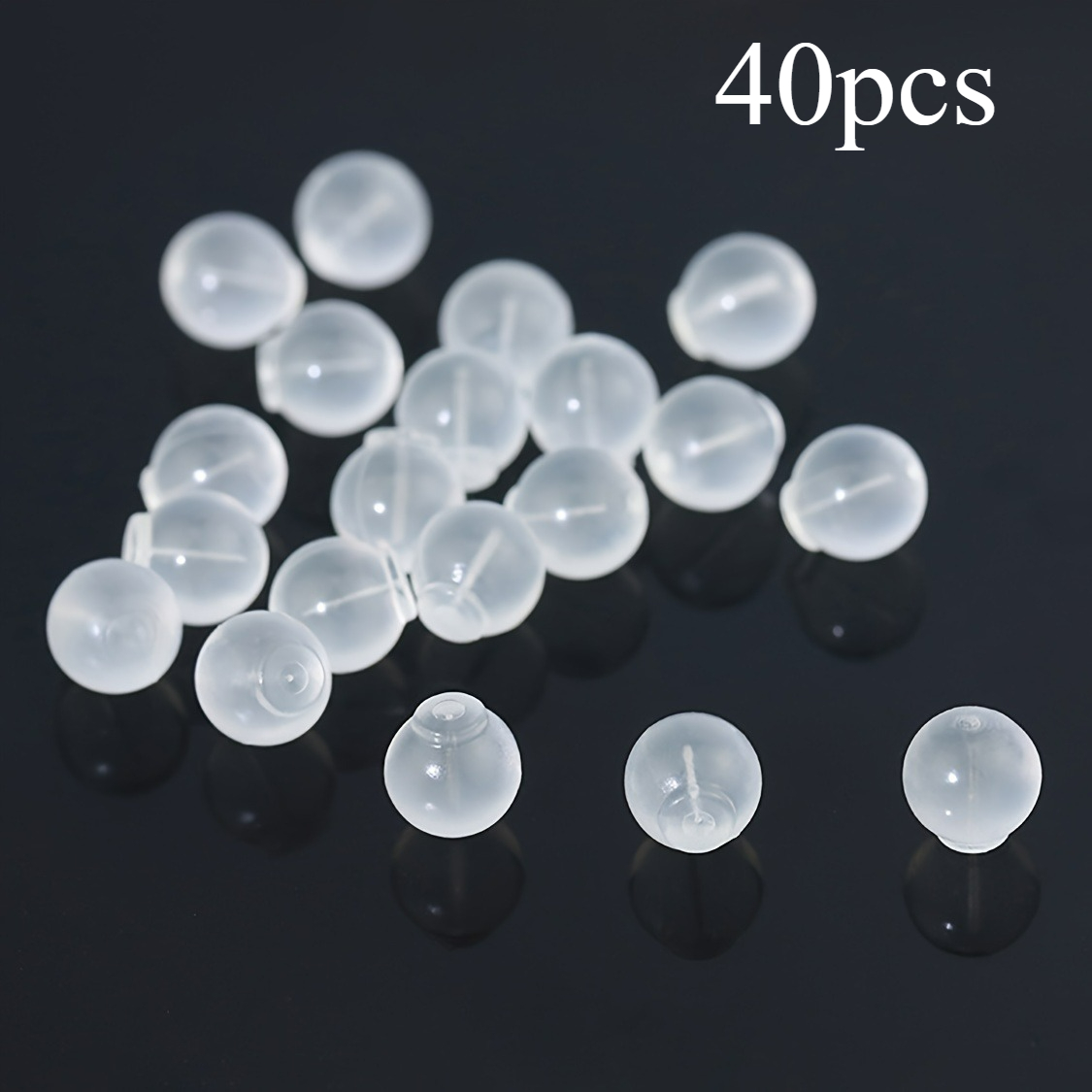 40pcs Safety Stud Backs - Anti-slip Non-slip Ear Plug Caps, Transparent Replacement Caps Compatible For Making, Ear Accessories, Anti-drop (40pcs)