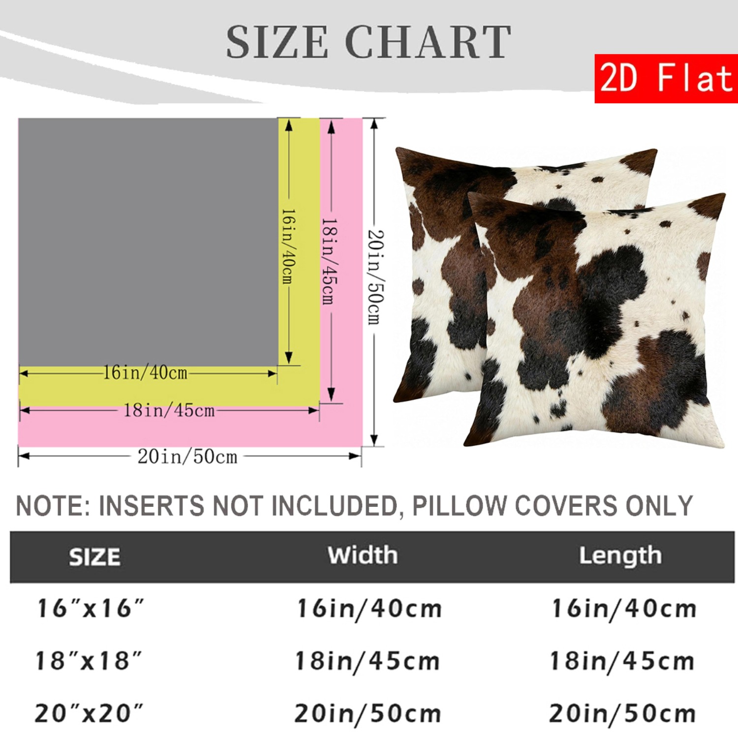 TEMU 2pcs Brown Cow Pillow Covers, Western Cowhide Print Throw Pillow Cases, Cowfur Decor, Decorative For Room Couch Bed Sofa Bedroom