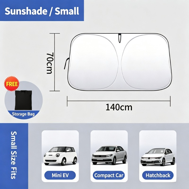 TEMU High-quality Portable Sunshade For Car Windshields - Thermal Front Window Cover, Uv Protection, Seamless Design, Suitable For All Vehicles, With