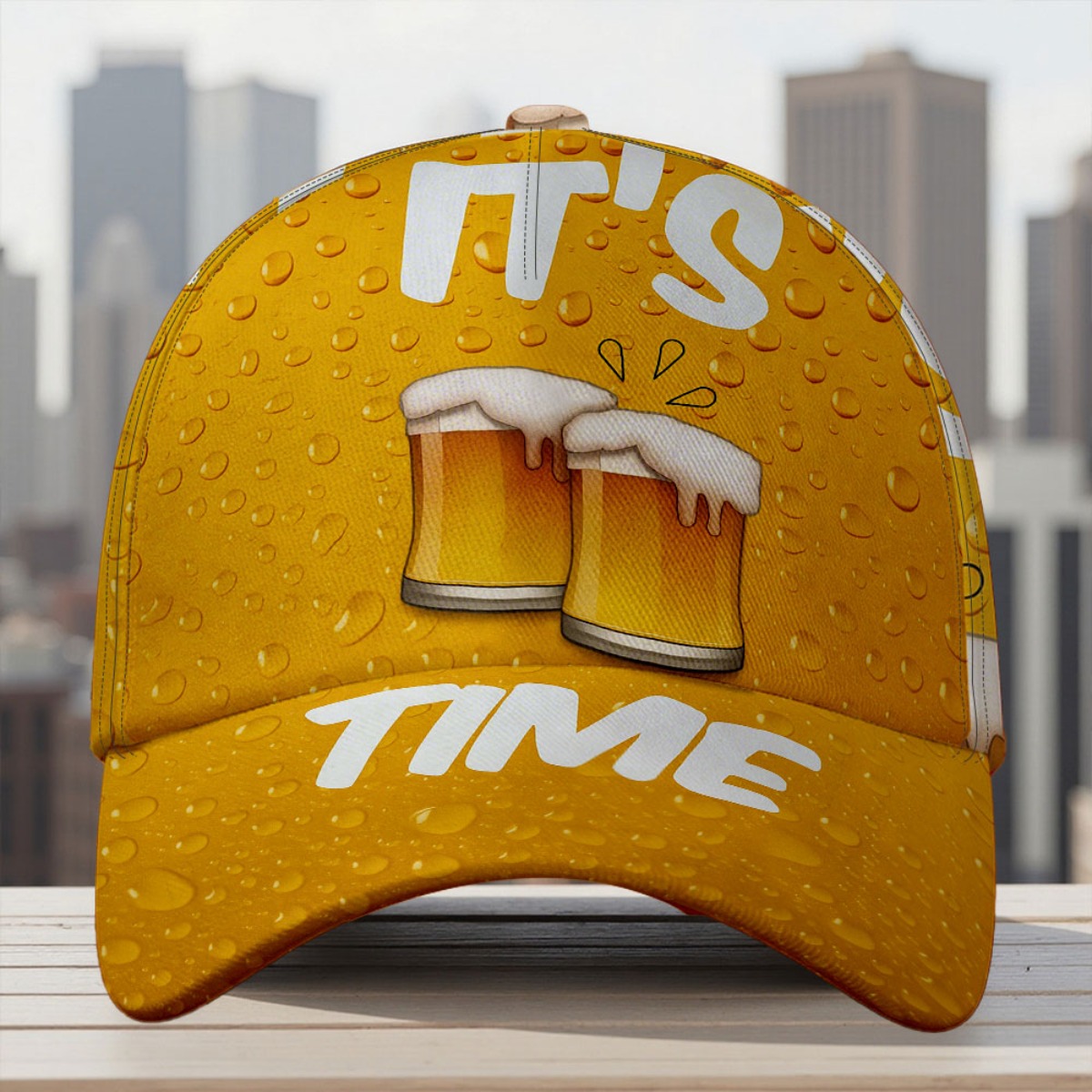 TEMU 1pc Of Cheers Beer Time Printed Classic Baseball Cap, Suitable For . This Durable Headwear Features A Stylish Design, Perfect For Weekend Trips